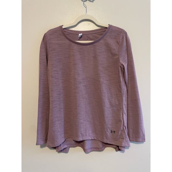 NWT Under Armour Size S Heat Gear Purple Long Sleeve Shirt Open Back - Picture 1 of 7